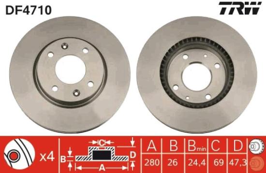 TRW Bremsbelagsatz, Scheibenbremse GDB3170 + Bremsbelagsatz, Scheibenbremse GDB3431 + Bremsscheibe DF4710 + Bremsscheibe DF4122 Bild TRW Bremsbelagsatz, Scheibenbremse GDB3170 + Bremsbelagsatz, Scheibenbremse GDB3431 + Bremsscheibe DF4710 + Bremsscheibe DF4122