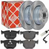 FEBI BILSTEIN Bremsbelagsatz, Scheibenbremse 16466 + Bremsscheibe 43894 + Warnkontakt, Bremsbelagverschleiß 23908