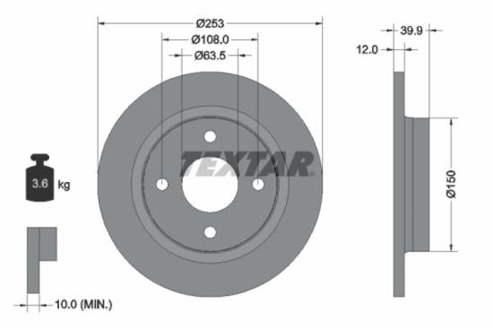 TEXTAR Bremsbelagsatz, Scheibenbremse 2584104 + Bremsscheibe 92292803 Bild TEXTAR Bremsbelagsatz, Scheibenbremse 2584104 + Bremsscheibe 92292803