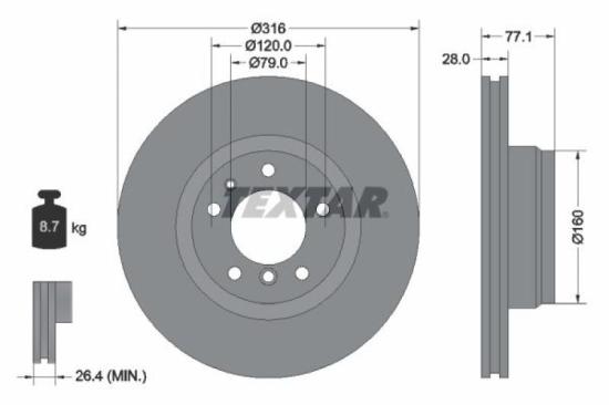 TEXTAR Bremsbelagsatz, Scheibenbremse 2147102 + Warnkontakt, Bremsbelagverschleiß 98019800 + Bremsscheibe 92071405 Bild TEXTAR Bremsbelagsatz, Scheibenbremse 2147102 + Warnkontakt, Bremsbelagverschleiß 98019800 + Bremsscheibe 92071405