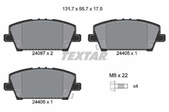 TEXTAR Bremsbelagsatz, Scheibenbremse 2408601 + Bremsscheibe 92164303 + Bremsscheibe 92144403 + Bremsbelagsatz, Scheibenbremse 2408701 Bild TEXTAR Bremsbelagsatz, Scheibenbremse 2408601 + Bremsscheibe 92164303 + Bremsscheibe 92144403 + Bremsbelagsatz, Scheibenbremse 2408701