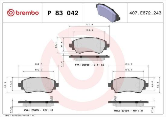 BREMBO Bremsscheibe 09.5736.11 + Bremsbelagsatz, Scheibenbremse P 83 042 Bild BREMBO Bremsscheibe 09.5736.11 + Bremsbelagsatz, Scheibenbremse P 83 042