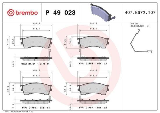 BREMBO Bremsscheibe 09.5584.11 + Bremsbelagsatz, Scheibenbremse P 49 023 Bild BREMBO Bremsscheibe 09.5584.11 + Bremsbelagsatz, Scheibenbremse P 49 023