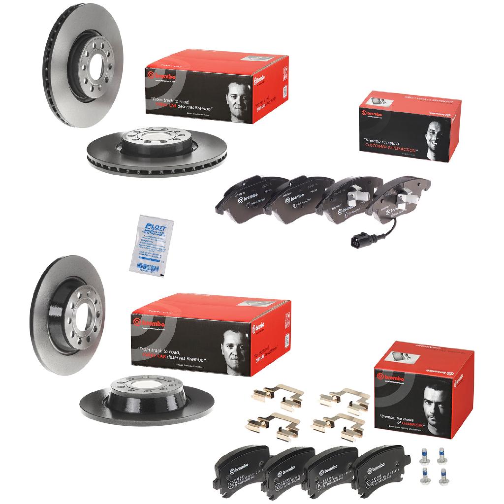 BREMBO Bremsbelagsatz, Scheibenbremse P 85 075 + Bremsscheibe 09.9772.11 + Bremsscheibe 08.A202.11 + Bremsbelagsatz, Scheibenbremse P 85 095