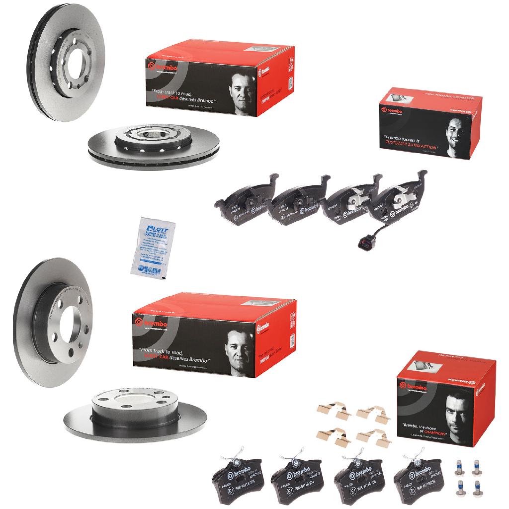 BREMBO Bremsbelagsatz, Scheibenbremse P 85 020 + Bremsbelagsatz, Scheibenbremse P 85 072 + Bremsscheibe 08.7165.11 + Bremsscheibe 09.7011.11