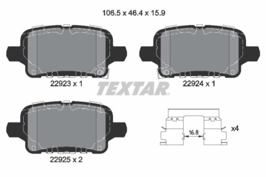 TEXTAR Bremsbelagsatz, Scheibenbremse 2292301 + Bremsscheibe 92205605 + Bremsbelagsatz, Scheibenbremse 2283801 + Bremsscheibe 92314603 Bild TEXTAR Bremsbelagsatz, Scheibenbremse 2292301 + Bremsscheibe 92205605 + Bremsbelagsatz, Scheibenbremse 2283801 + Bremsscheibe 92314603
