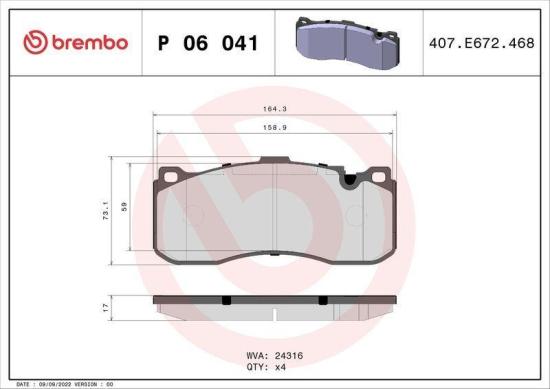 BREMBO Warnkontakt, Bremsbelagverschleiß A 00 213 + Bremsbelagsatz, Scheibenbremse P 06 041 + Bremsscheibe 09.C420.13 Bild BREMBO Warnkontakt, Bremsbelagverschleiß A 00 213 + Bremsbelagsatz, Scheibenbremse P 06 041 + Bremsscheibe 09.C420.13