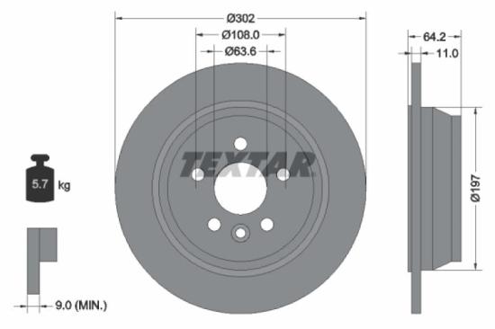 TEXTAR Bremsbelagsatz, Scheibenbremse 2449602 + Bremsscheibe 92283003 Bild TEXTAR Bremsbelagsatz, Scheibenbremse 2449602 + Bremsscheibe 92283003