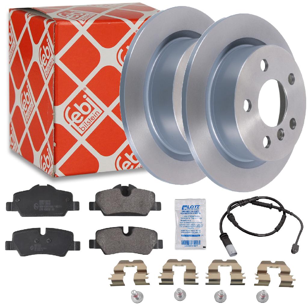 FEBI BILSTEIN Bremsbelagsatz, Scheibenbremse 116290 + Bremsscheibe 104103 + Warnkontakt, Bremsbelagverschleiß 102262