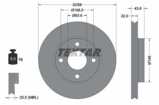 TEXTAR Bremsbelagsatz, Scheibenbremse 2360406 + Bremsscheibe 92096200 Bild TEXTAR Bremsbelagsatz, Scheibenbremse 2360406 + Bremsscheibe 92096200