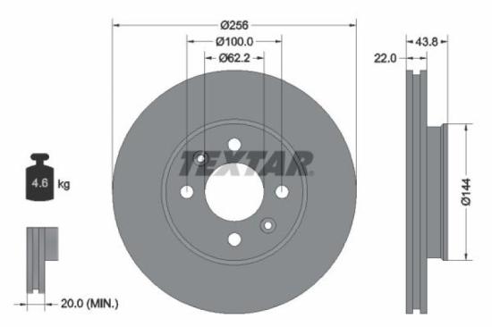 TEXTAR Bremsscheibe 92237903 + Bremsbelagsatz, Scheibenbremse 2534801 Bild TEXTAR Bremsscheibe 92237903 + Bremsbelagsatz, Scheibenbremse 2534801