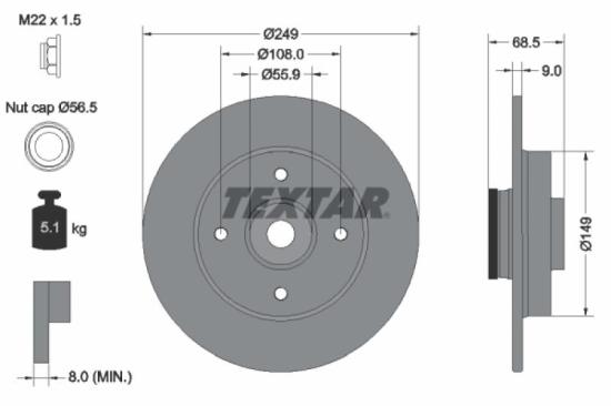TEXTAR Bremsbelagsatz, Scheibenbremse 2415001 + Bremsscheibe 92168503 + Bremsbelagsatz, Scheibenbremse 2358901 + Bremsscheibe 92133303 Bild TEXTAR Bremsbelagsatz, Scheibenbremse 2415001 + Bremsscheibe 92168503 + Bremsbelagsatz, Scheibenbremse 2358901 + Bremsscheibe 92133303