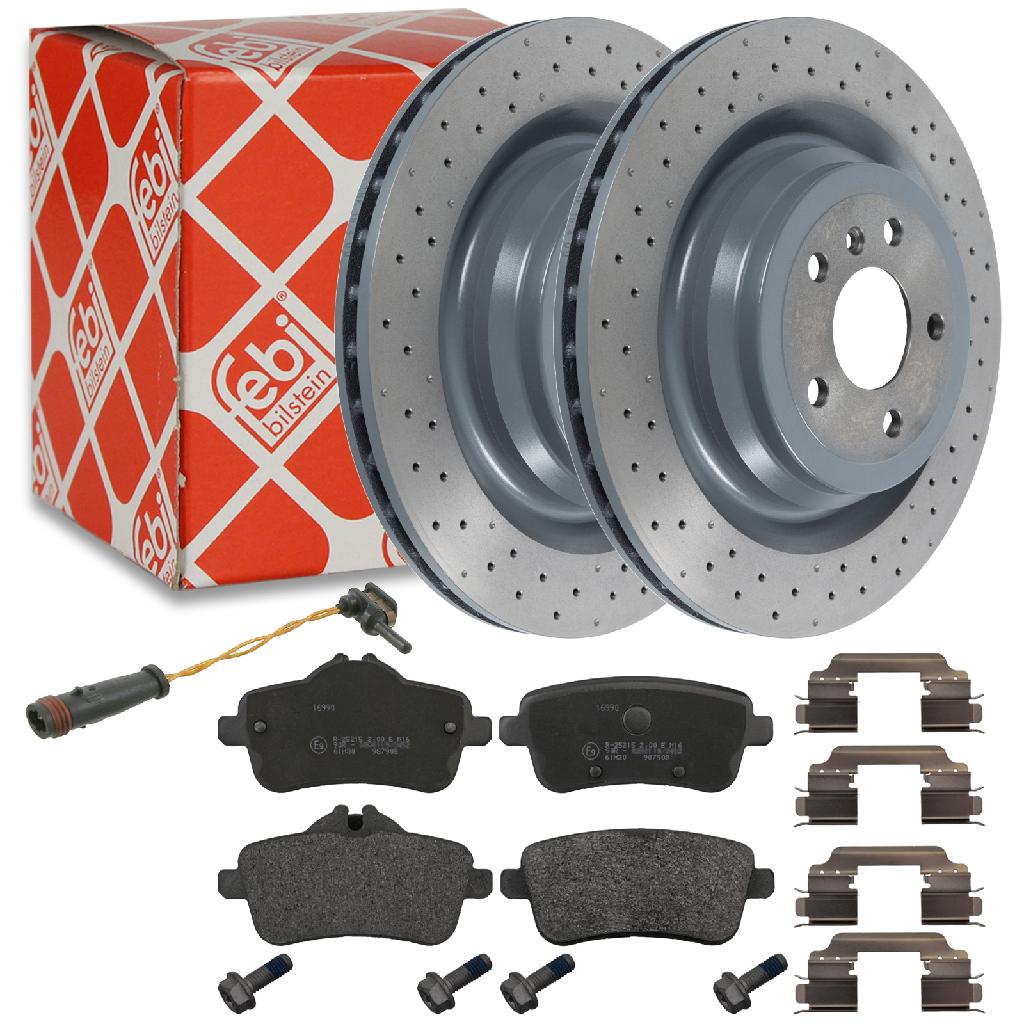 FEBI BILSTEIN Bremsbelagsatz, Scheibenbremse 16990 + Bremsscheibe 106606 + Warnkontakt, Bremsbelagverschleiß 19186