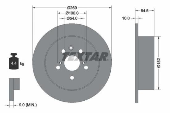 TEXTAR Bremsbelagsatz, Scheibenbremse 2183301 + Bremsscheibe 92070800 Bild TEXTAR Bremsbelagsatz, Scheibenbremse 2183301 + Bremsscheibe 92070800