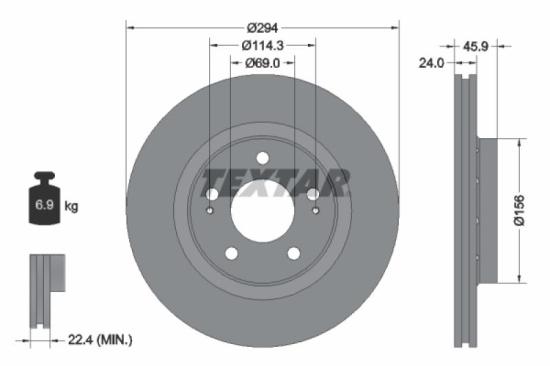 TEXTAR Bremsbelagsatz, Scheibenbremse 2137001 + Bremsscheibe 92135203 Bild TEXTAR Bremsbelagsatz, Scheibenbremse 2137001 + Bremsscheibe 92135203