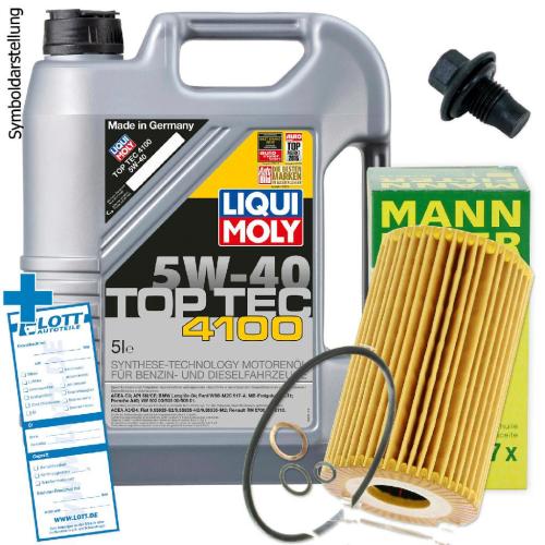 Ölwechsel Set 5L 5W40 Öl Motoröl LIQUI MOLY + MANN Ölfilter + Ablassschraube Bild Ölwechsel Set 5L 5W40 Öl Motoröl LIQUI MOLY + MANN Ölfilter + Ablassschraube