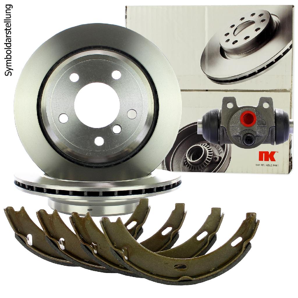 NK Zubehörsatz, Feststellbremsbacken 7933622 + Bremsscheibe 203326 + Bremsbelagsatz, Scheibenbremse 223335 + Bremsbackensatz, Feststellbremse 2733412