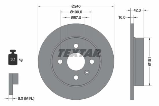 TEXTAR Bremsbelagsatz, Scheibenbremse 2341703 + Bremsscheibe 92092003 Bild TEXTAR Bremsbelagsatz, Scheibenbremse 2341703 + Bremsscheibe 92092003