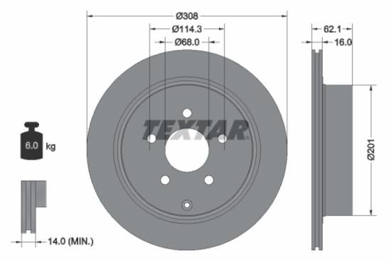 TEXTAR Bremsscheibe 92149303 + Bremsbelagsatz, Scheibenbremse 2487101 Bild TEXTAR Bremsscheibe 92149303 + Bremsbelagsatz, Scheibenbremse 2487101