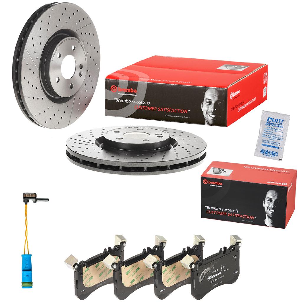 BREMBO Bremsbelagsatz, Scheibenbremse P 50 121 + Bremsscheibe 09.B913.11 + Warnkontakt, Bremsbelagverschleiß A 00 353