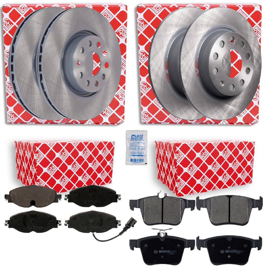 FEBI BILSTEIN Bremsbelagsatz, Scheibenbremse 16994 + Bremsscheibe 24384 + Bremsscheibe 36128 + Bremsbelagsatz, Scheibenbremse 16995