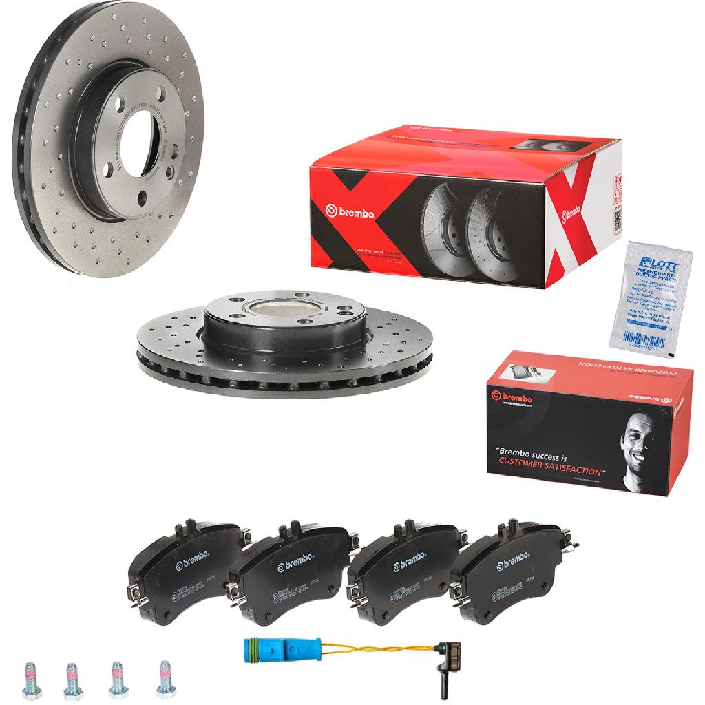 BREMBO Warnkontakt, Bremsbelagverschleiß A 00 353 + Bremsscheibe 09.B343.4X + Bremsbelagsatz, Scheibenbremse P 50 094