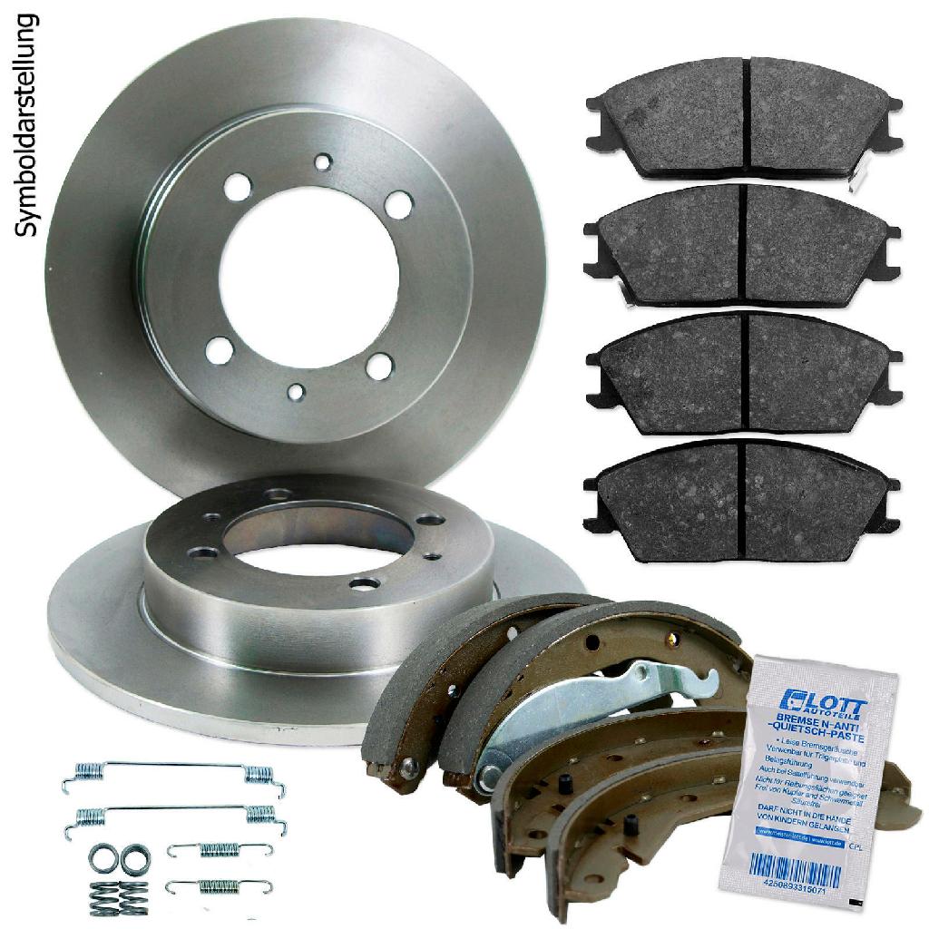 NK Zubehörsatz, Feststellbremsbacken 7936711 + Bremsscheibe 203624 + Bremsbelagsatz, Scheibenbremse 223604 + Bremsbackensatz, Feststellbremse 2736347