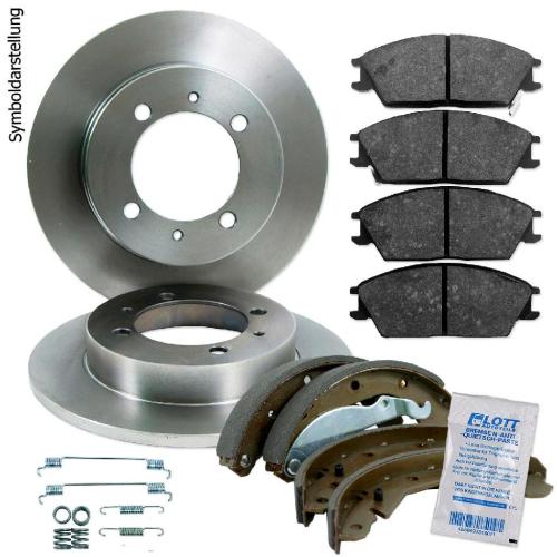 NK Zubehörsatz, Feststellbremsbacken 7936711 + Bremsscheibe 203624 + Bremsbelagsatz, Scheibenbremse 223604 + Bremsbackensatz, Feststellbremse 2736347 Bild NK Zubehörsatz, Feststellbremsbacken 7936711 + Bremsscheibe 203624 + Bremsbelagsatz, Scheibenbremse 223604 + Bremsbackensatz, Feststellbremse 2736347