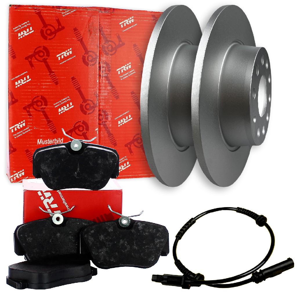 TRW Warnkontakt, Bremsbelagverschleiß GIC162 + Bremsscheibe DF4087S + Bremsbelagsatz, Scheibenbremse GDB1262