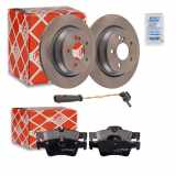 FEBI BILSTEIN Bremsscheibe 26404 + Bremsbelagsatz, Scheibenbremse 16451 + Warnkontakt, Bremsbelagverschleiß 19186