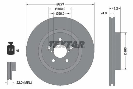 TEXTAR Bremsbelagsatz, Scheibenbremse 2280001 + Bremsscheibe 92327603 Bild TEXTAR Bremsbelagsatz, Scheibenbremse 2280001 + Bremsscheibe 92327603