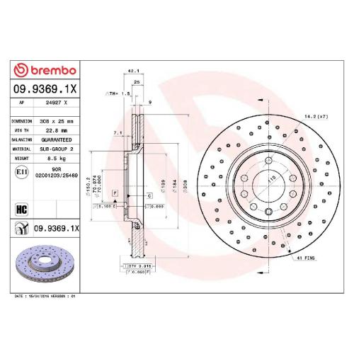 BREMBO Bremsbelagsatz, Scheibenbremse P 59 048 + Bremsscheibe 09.9369.1X Bild BREMBO Bremsbelagsatz, Scheibenbremse P 59 048 + Bremsscheibe 09.9369.1X