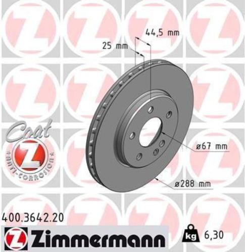 ZIMMERMANN Bremsscheibe 400.3642.20 + Bremsbelagsatz, Scheibenbremse 23881.200.1 Bild ZIMMERMANN Bremsscheibe 400.3642.20 + Bremsbelagsatz, Scheibenbremse 23881.200.1