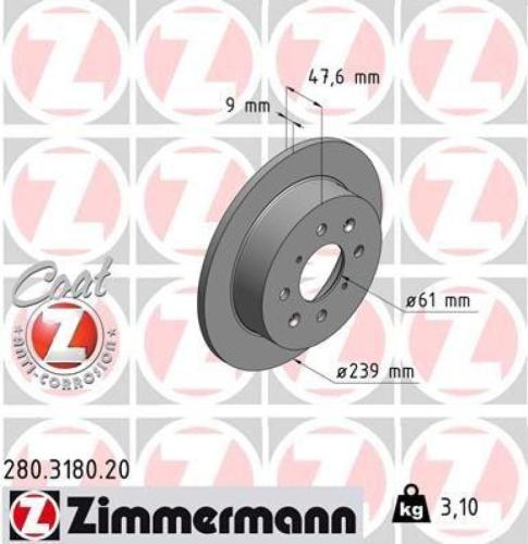 ZIMMERMANN Bremsbelagsatz, Scheibenbremse 21738.130.1 + Bremsscheibe 280.3180.20 Bild ZIMMERMANN Bremsbelagsatz, Scheibenbremse 21738.130.1 + Bremsscheibe 280.3180.20