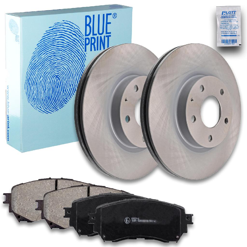 BLUE PRINT Bremsscheibe ADM543123 + Bremsbelagsatz, Scheibenbremse ADM542106