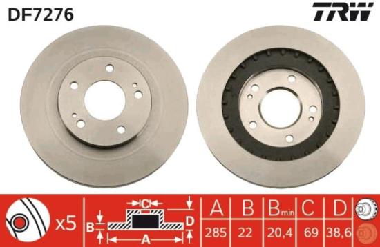 TRW Bremsbelagsatz, Scheibenbremse GDB3270 + Bremsscheibe DF7276 Bild TRW Bremsbelagsatz, Scheibenbremse GDB3270 + Bremsscheibe DF7276