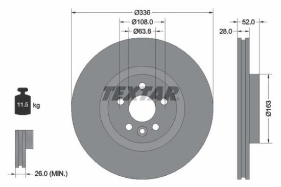 TEXTAR Bremsbelagsatz, Scheibenbremse 2414201 + Bremsscheibe 92168203 Bild TEXTAR Bremsbelagsatz, Scheibenbremse 2414201 + Bremsscheibe 92168203