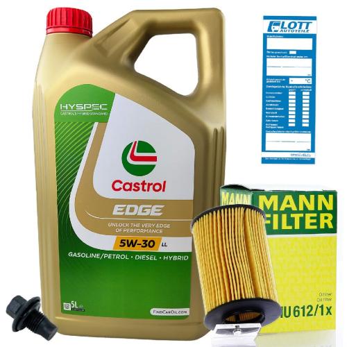 Ölwechsel Set 5L 5W30 Öl Motoröl CASTROL + MANN Ölfilter + Ablassschraube Bild Ölwechsel Set 5L 5W30 Öl Motoröl CASTROL + MANN Ölfilter + Ablassschraube