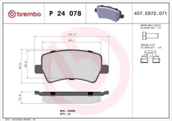BREMBO Bremsscheibe 08.A540.1X + Bremsbelagsatz, Scheibenbremse P 24 078X Bild BREMBO Bremsscheibe 08.A540.1X + Bremsbelagsatz, Scheibenbremse P 24 078X