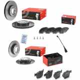 BREMBO Bremsscheibe 09.9145.11 + Bremsbelagsatz, Scheibenbremse P 85 147 + Bremsbelagsatz, Scheibenbremse P 85 191 + Warnkontakt, Bremsbelagverschleiß A 00 492 + Bremsscheibe 08.B413.11