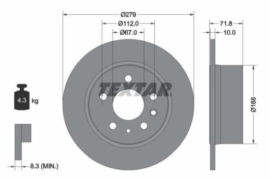 TEXTAR Bremsscheibe 92032600 + Bremsbelagsatz, Scheibenbremse 2103501 Bild TEXTAR Bremsscheibe 92032600 + Bremsbelagsatz, Scheibenbremse 2103501