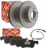 FEBI BILSTEIN Bremsscheibe 39112 + Bremsbelagsatz, Scheibenbremse 16885 + Warnkontakt, Bremsbelagverschleiß 39138