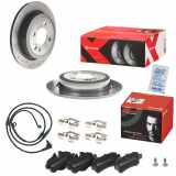 BREMBO Warnkontakt, Bremsbelagverschleiß A 00 447 + Bremsscheibe 08.9163.2X + Bremsbelagsatz, Scheibenbremse P 06 052