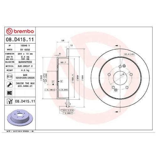 BREMBO Bremsscheibe 08.D415.11 + Bremsbelagsatz, Scheibenbremse P 30 054 Bild BREMBO Bremsscheibe 08.D415.11 + Bremsbelagsatz, Scheibenbremse P 30 054