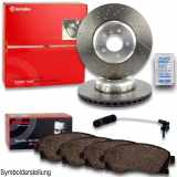 BREMBO Bremsscheibe 09.A047.21 + Bremsbelagsatz, Scheibenbremse P 06 068 + Warnkontakt, Bremsbelagverschleiß A 00 446