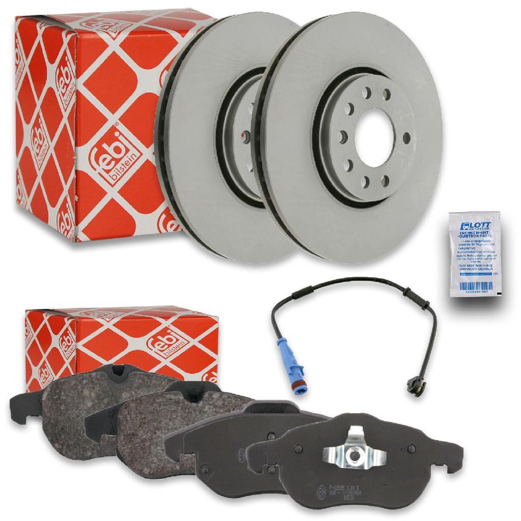 FEBI BILSTEIN Bremsbelagsatz, Scheibenbremse 16492 + Bremsscheibe 23550 + Warnkontakt, Bremsbelagverschleiß 27183