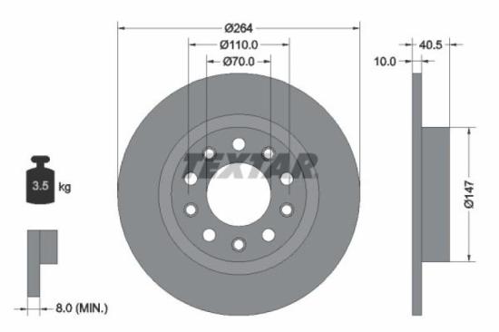 TEXTAR Bremsscheibe 92230203 + Bremsbelagsatz, Scheibenbremse 2515601 Bild TEXTAR Bremsscheibe 92230203 + Bremsbelagsatz, Scheibenbremse 2515601