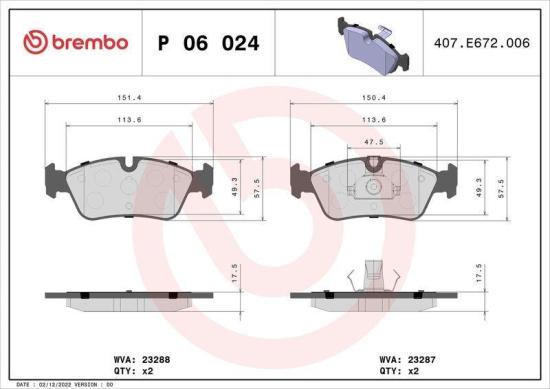 BREMBO Bremsbelagsatz, Scheibenbremse P 06 024 + Bremsscheibe 09.7701.11 Bild BREMBO Bremsbelagsatz, Scheibenbremse P 06 024 + Bremsscheibe 09.7701.11