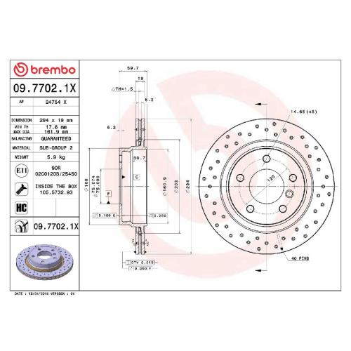 BREMBO Bremsbelagsatz, Scheibenbremse P 06 025 + Bremsscheibe 09.7702.1X Bild BREMBO Bremsbelagsatz, Scheibenbremse P 06 025 + Bremsscheibe 09.7702.1X