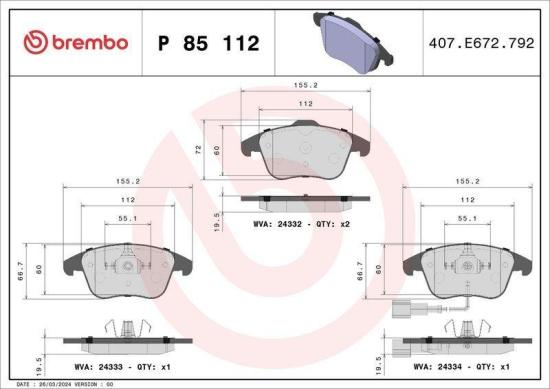 BREMBO Bremsscheibe 09.9772.1X + Bremsbelagsatz, Scheibenbremse P 85 112 Bild BREMBO Bremsscheibe 09.9772.1X + Bremsbelagsatz, Scheibenbremse P 85 112